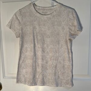 Athleta Gray White Patterned Fitted T-Shirt Size XS